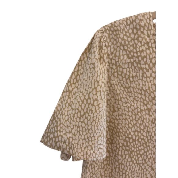Original Nicole Miller M Dress Sheath Neutral Animal Print Flutter Sleeve Summer - Picture 4 of 7